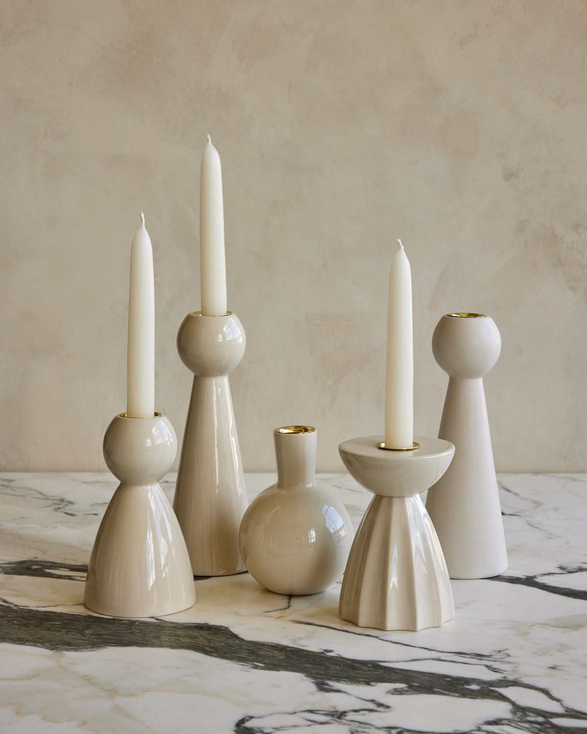 Stoneware Candle Holders Primitive Ceramic Candle Holder – Stone