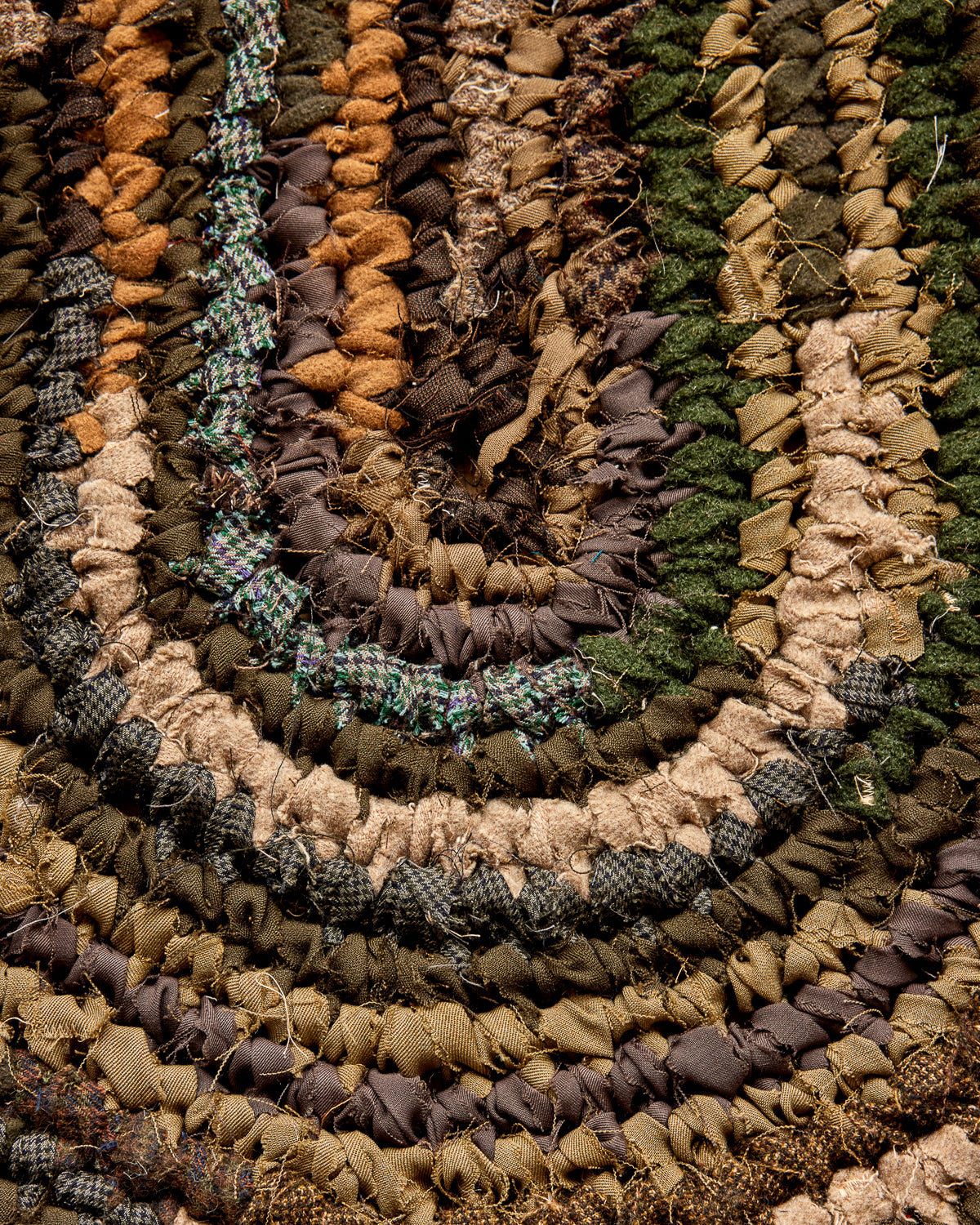 Olly's Oval Rag Rug - Brown with Green