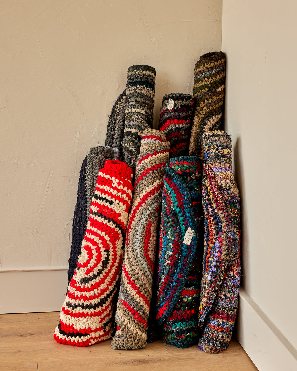 Olly's Oval Rag Rug - Brown with Green