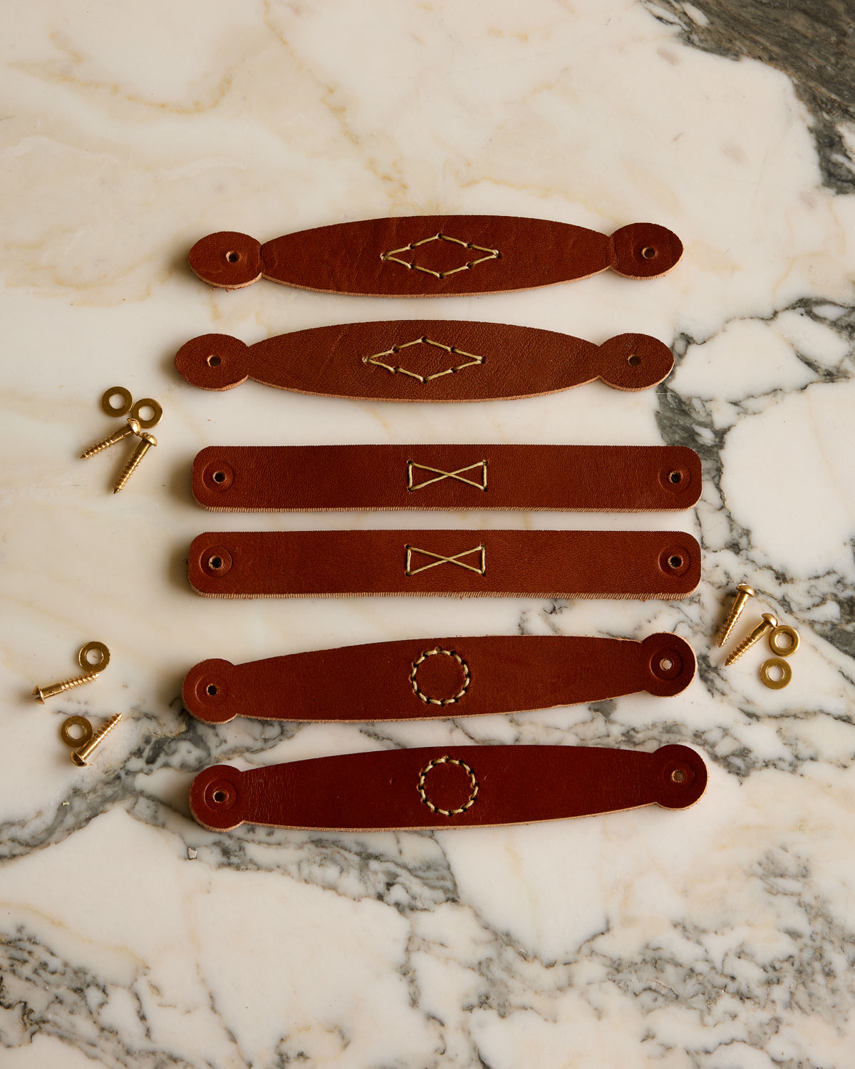 Leather Hardware Pulls - Tan