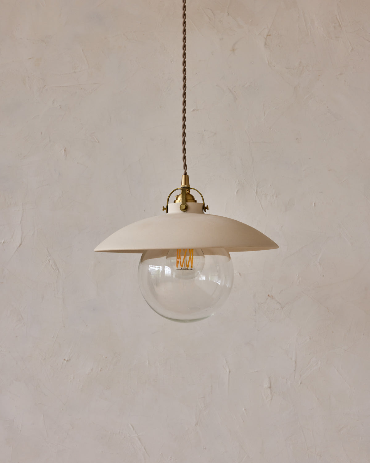 #shade-finish_biscuit ceramic #Cord-Color---Glass_Beige Cord - Clear Globe