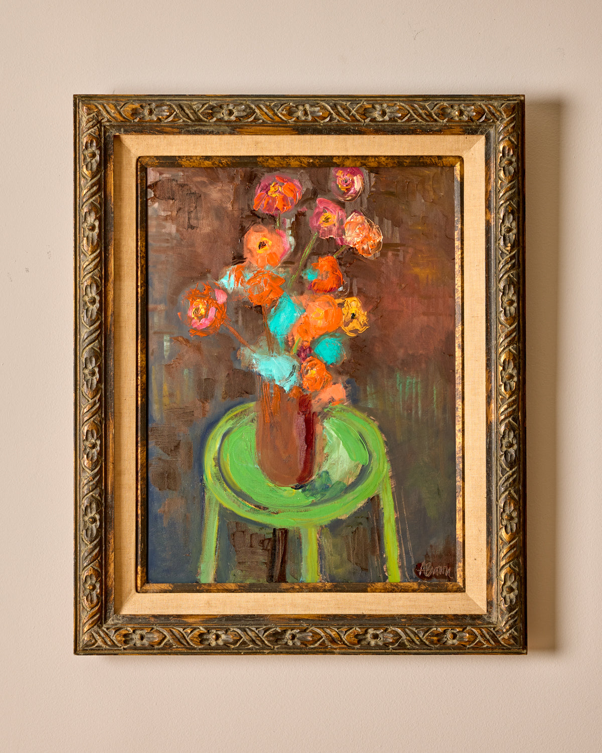 Bouquet on Green Stool