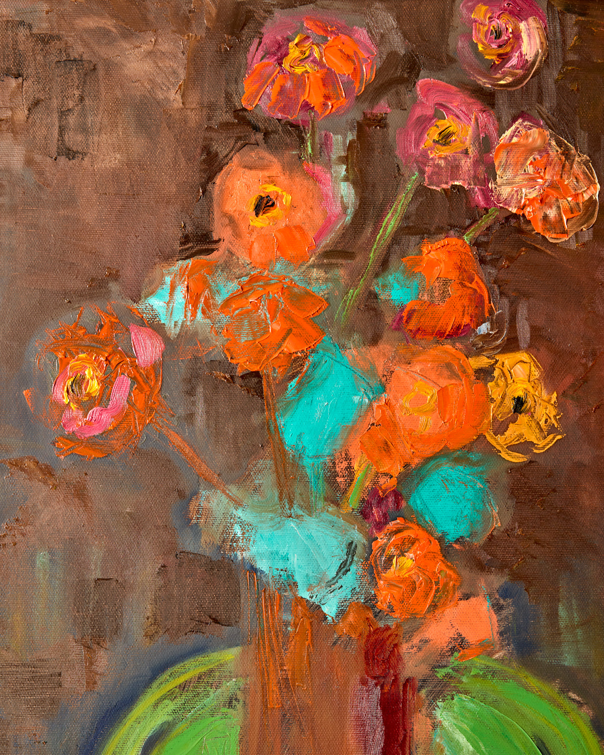 Bouquet on Green Stool