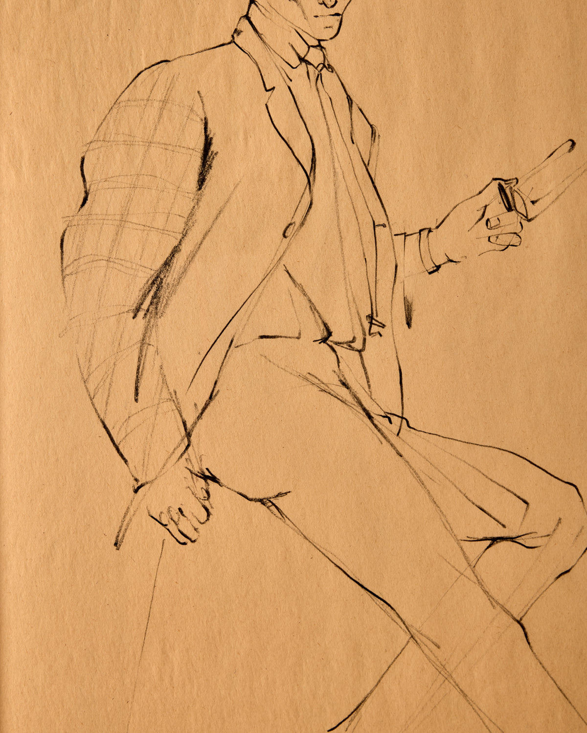 Suited Figure Study in Charcoal #2