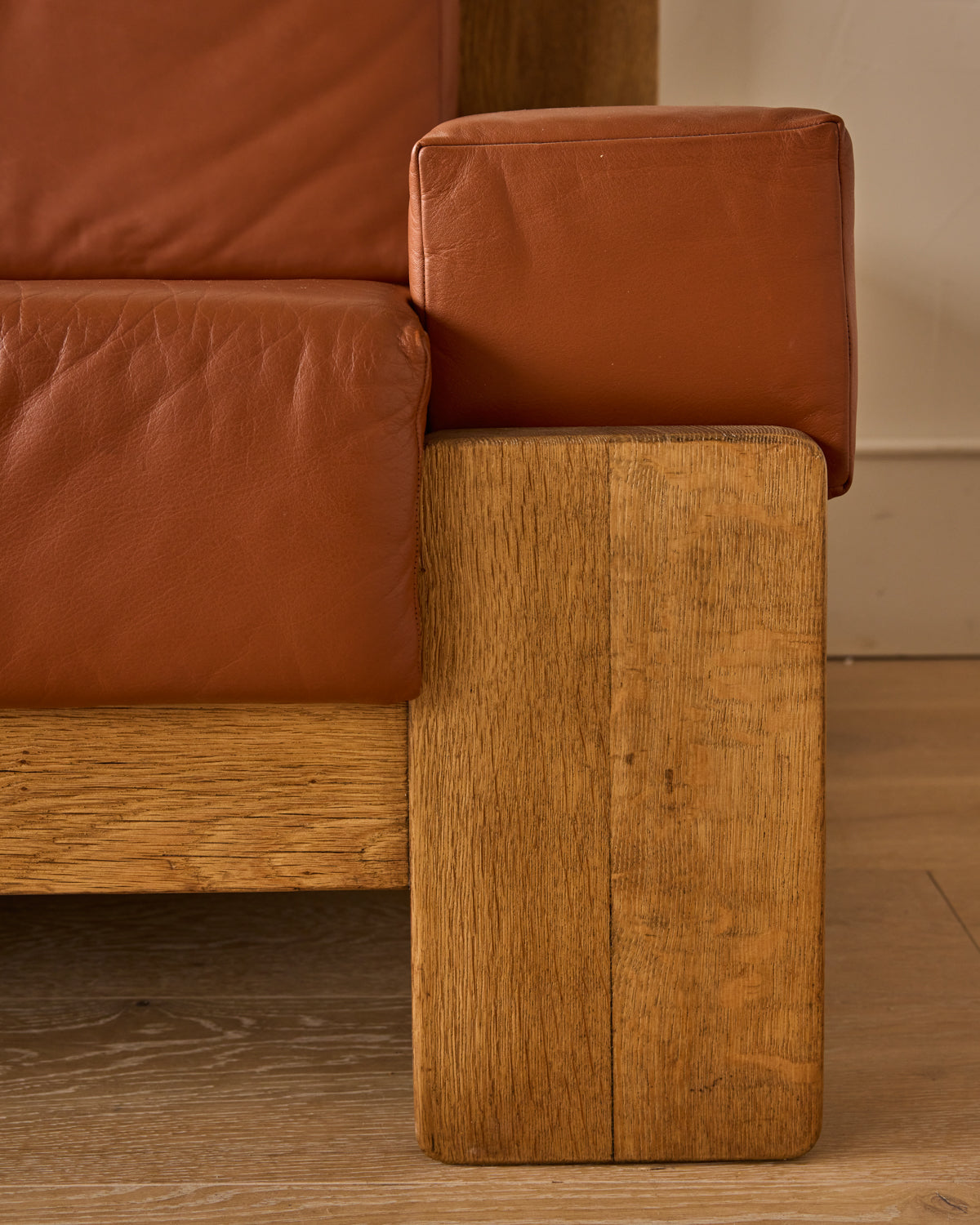 Oak + Leather Modular Sectional