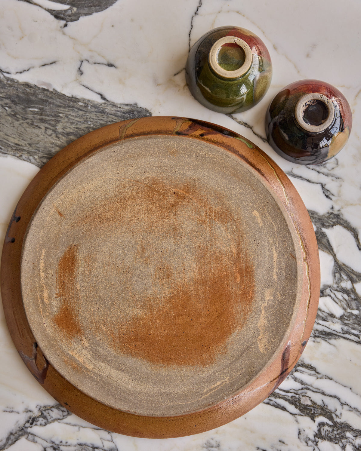 Splash Glaze Ceramic Tray with Cups