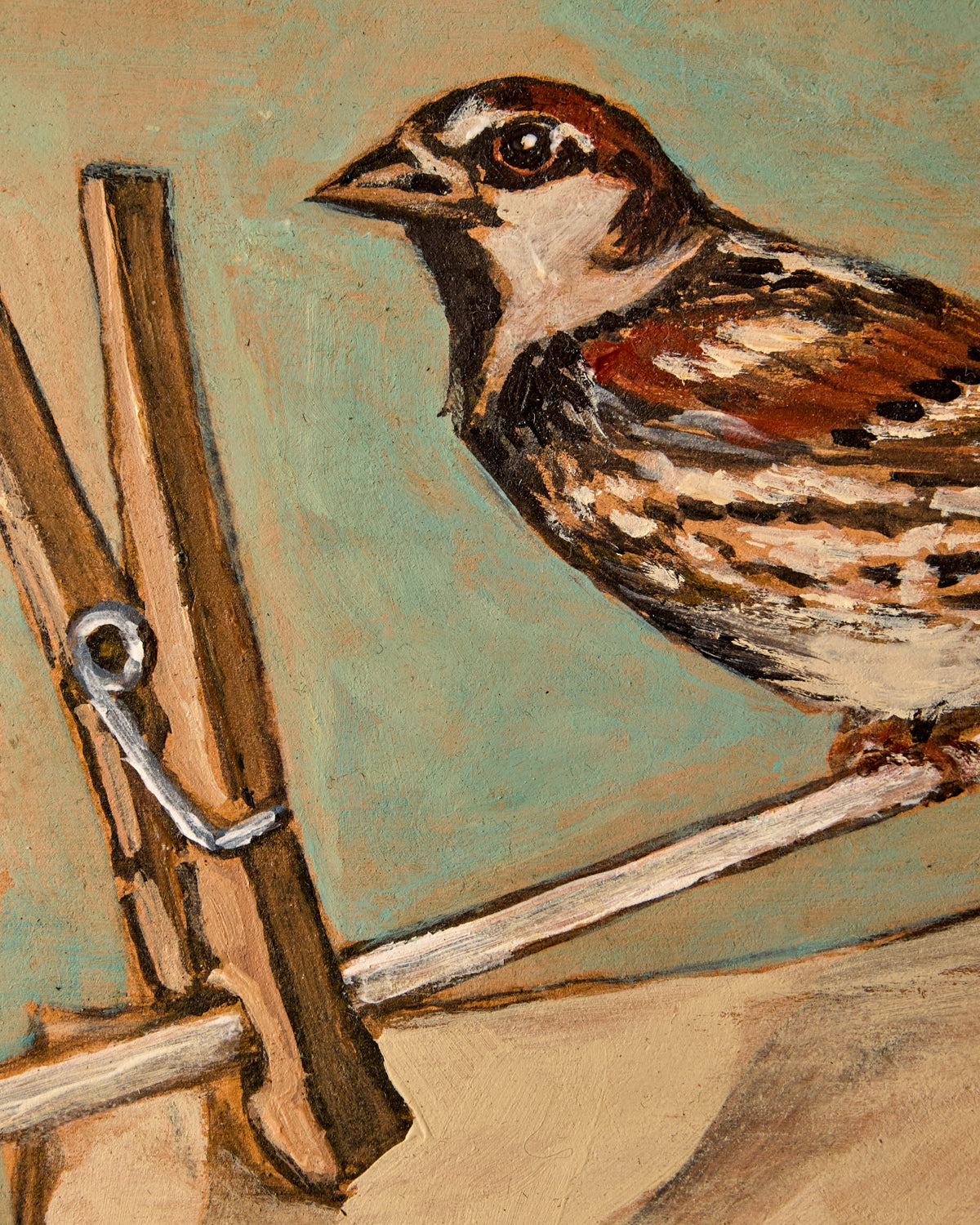 "Sparrow on Clothesline"