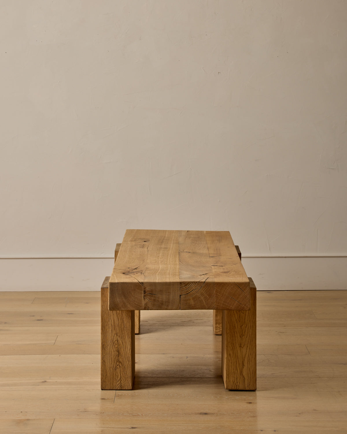 Large Wooden Brutalist Coffee Table