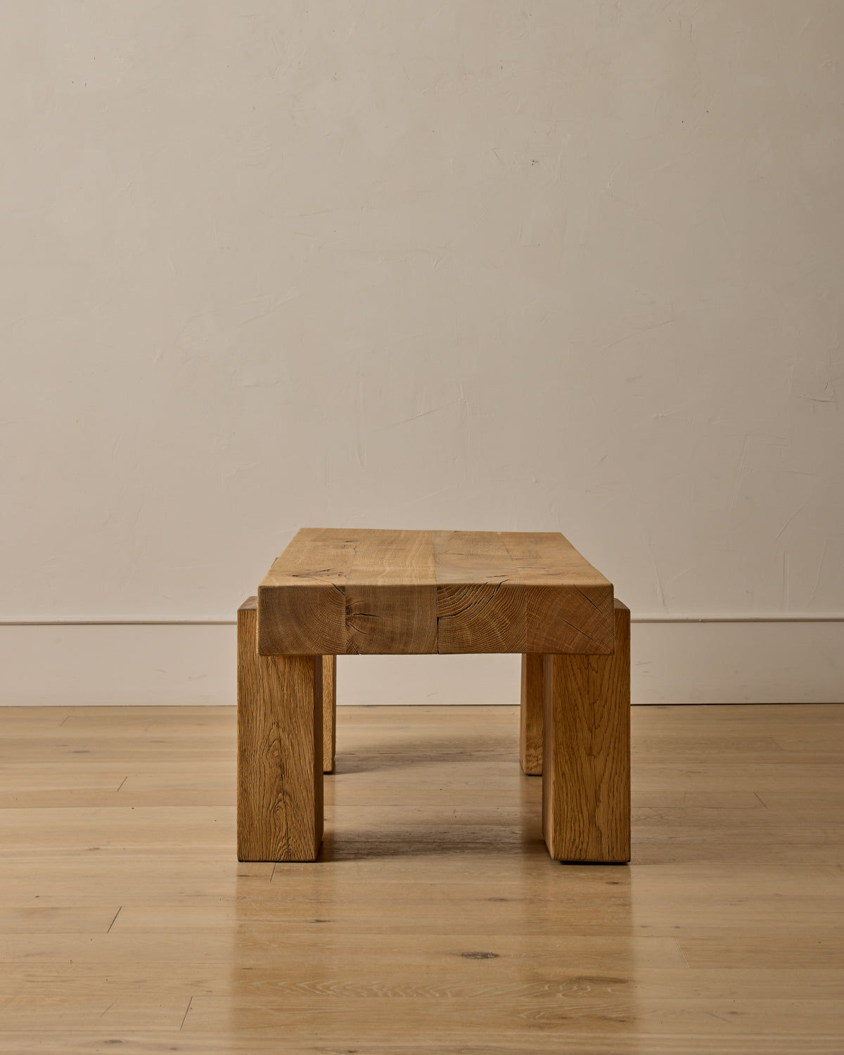 Large Wooden Brutalist Coffee Table