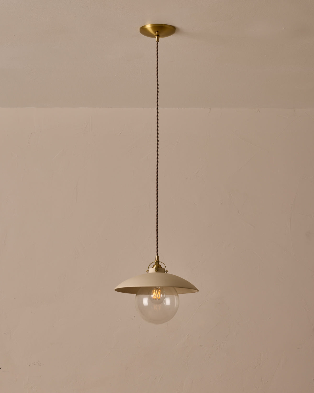 #shade-finish_biscuit ceramic #Cord-Color---Glass_Brown Cord - Clear Globe