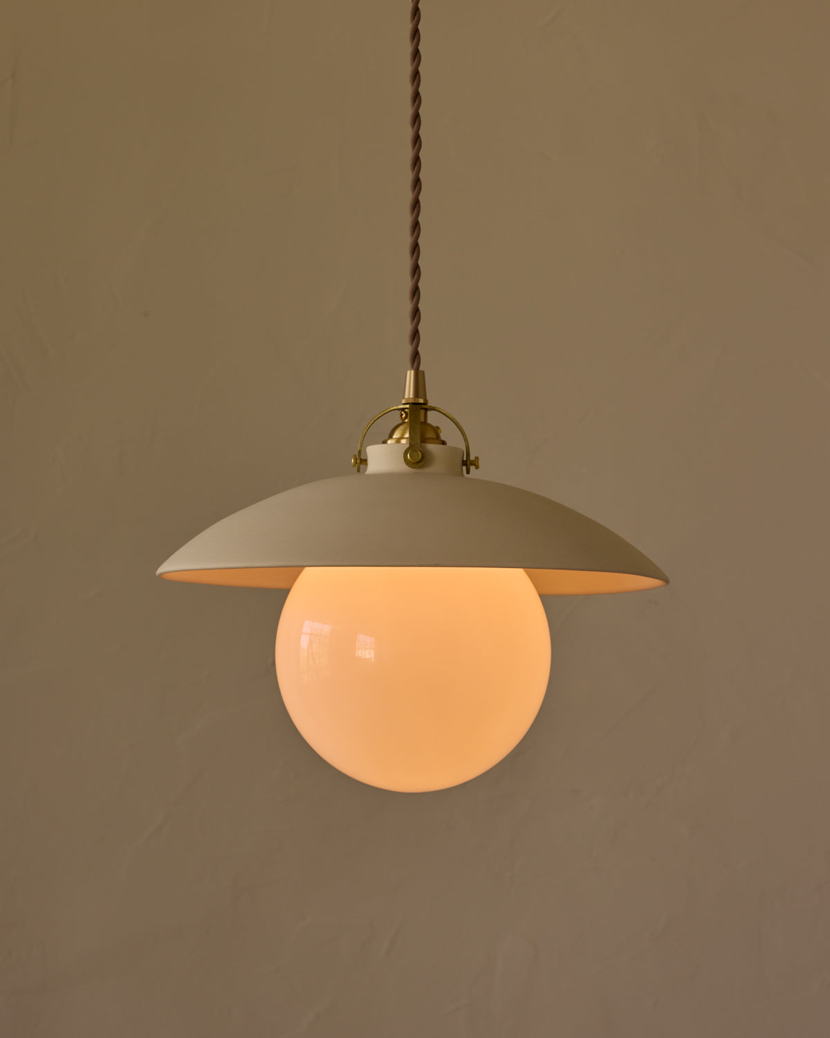 #shade-finish_biscuit ceramic #Cord-Color---Glass_Brown Cord - White Globe