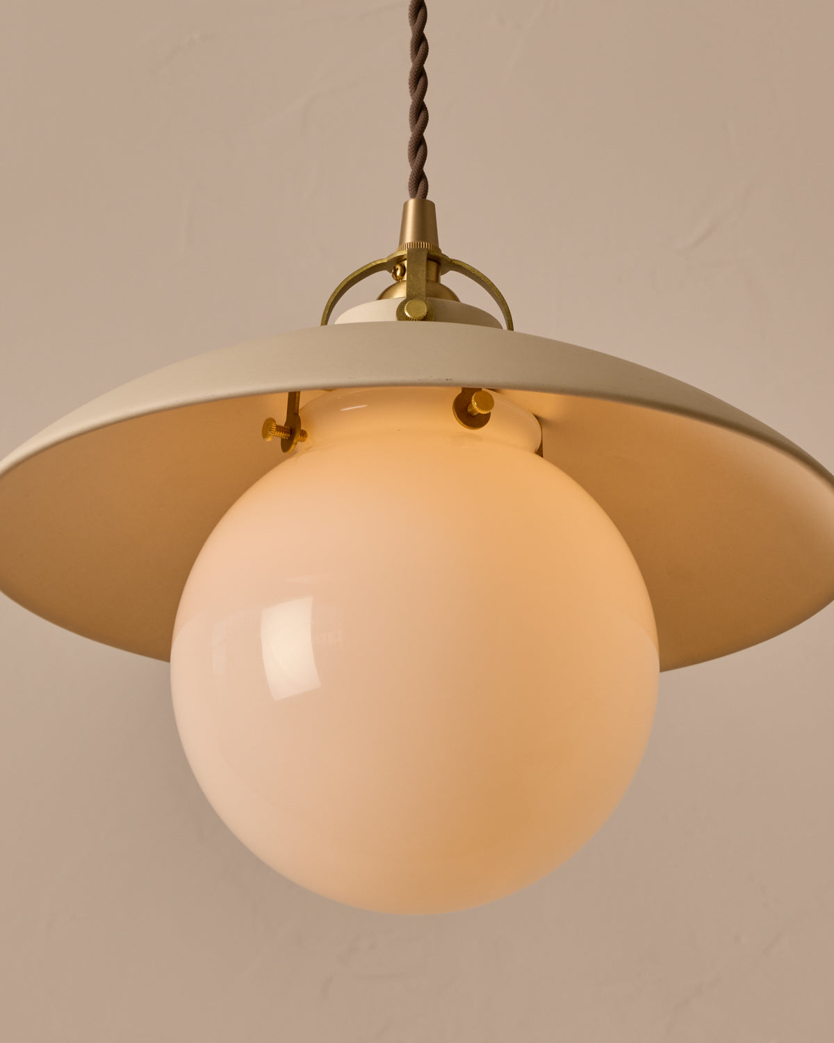 #shade-finish_biscuit ceramic #Cord-Color---Glass_Brown Cord - White Globe