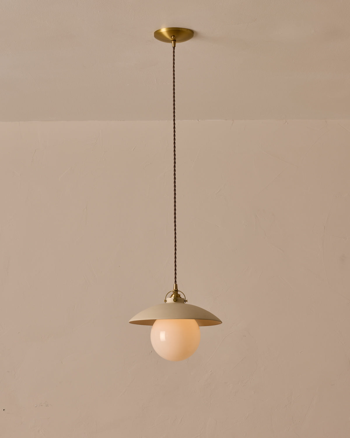 #shade-finish_biscuit ceramic #Cord-Color---Glass_Brown Cord - White Globe