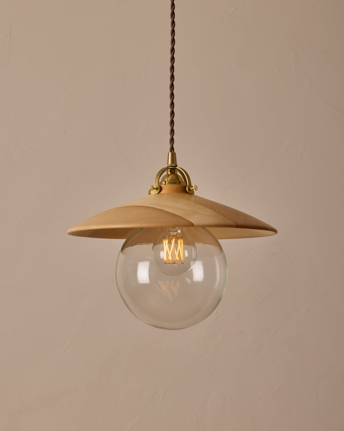 #shade-finish_natural maple #Cord-Color---Glass_Brown Cord - Clear Globe
