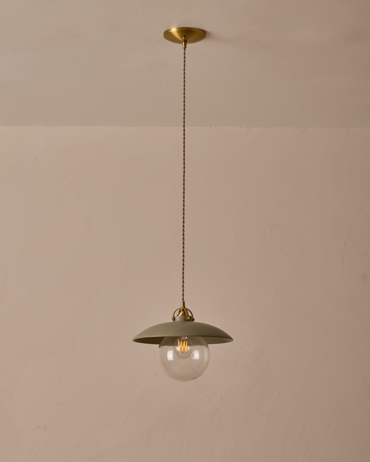 #shade-finish_olivine ceramic #Cord-Color---Glass_Beige Cord - Clear Globe