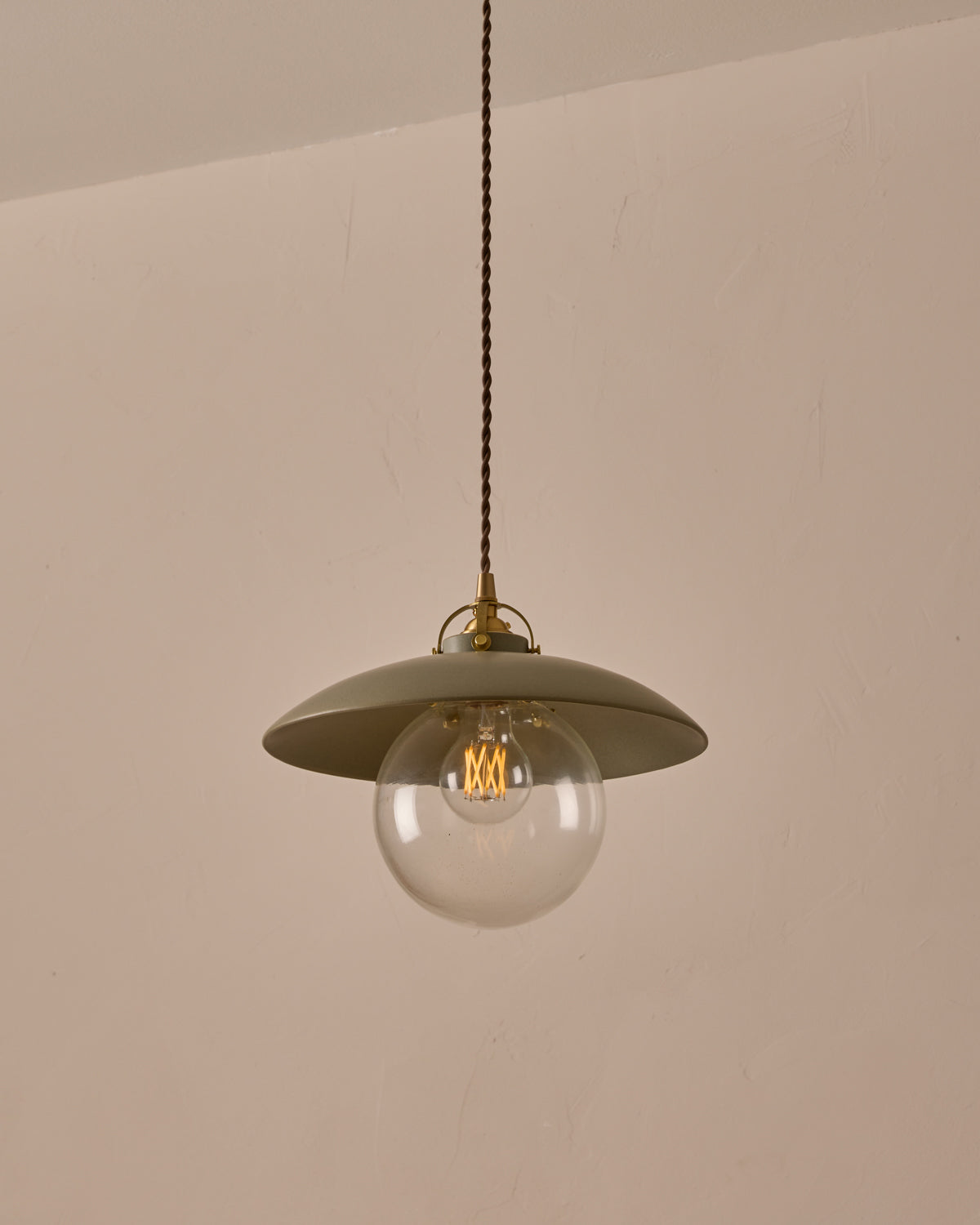 #shade-finish_olivine ceramic #Cord-Color---Glass_Brown Cord - Clear Globe