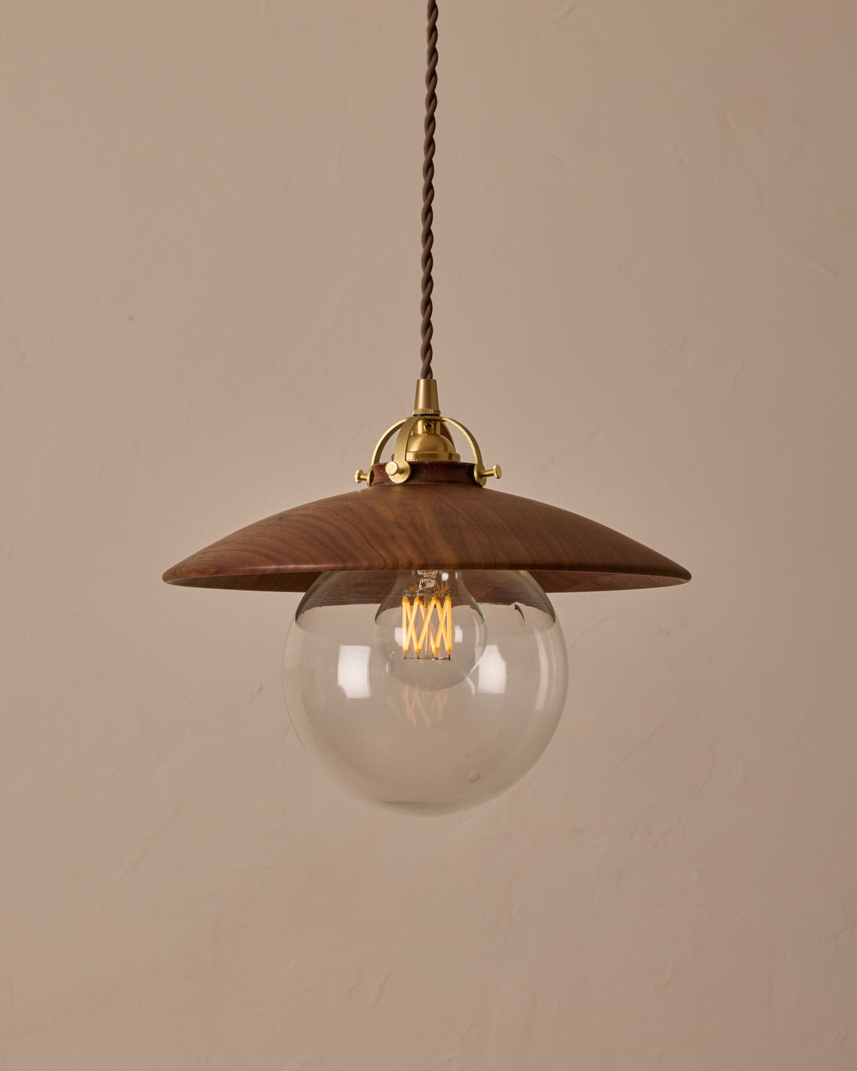 #shade-finish_black walnut #Cord-Color---Glass_Brown Cord - Clear Globe