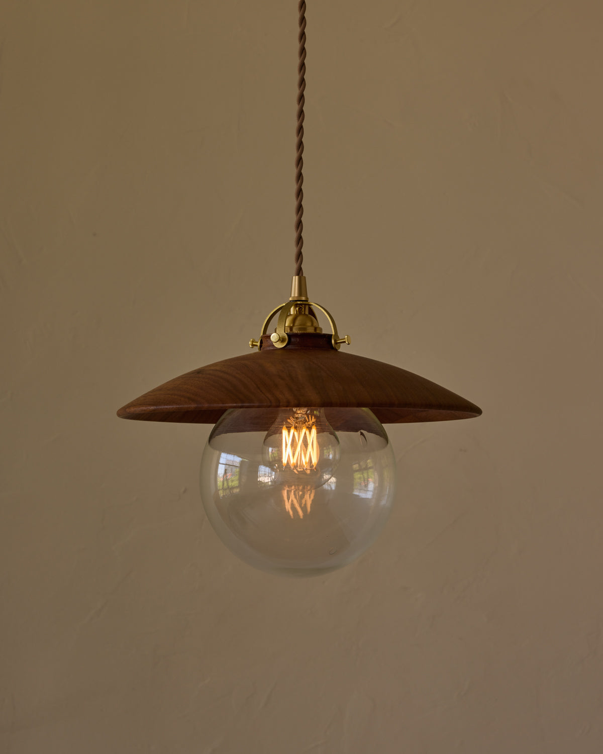 #shade-finish_black walnut #Cord-Color---Glass_Brown Cord - Clear Globe