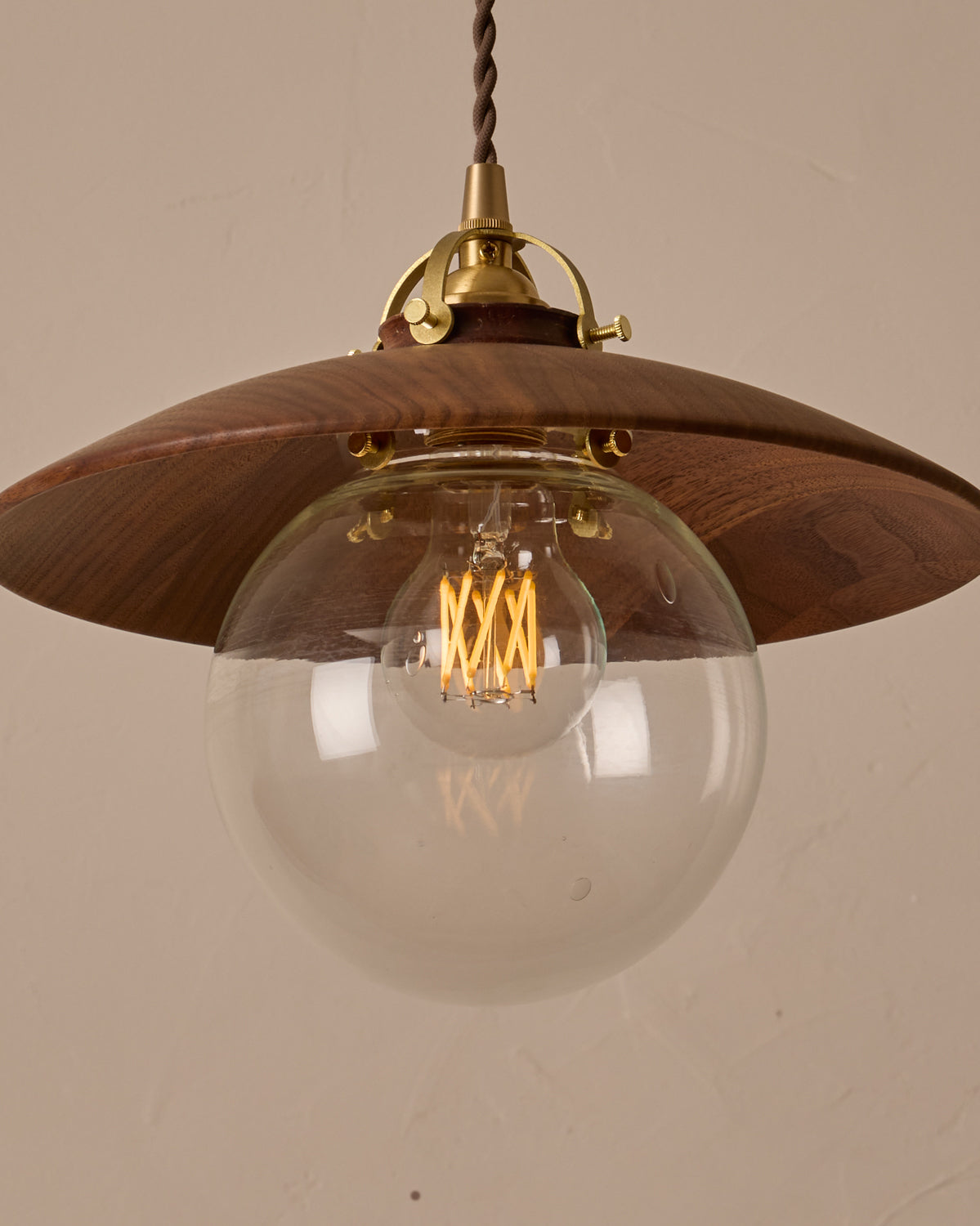 #shade-finish_black walnut #Cord-Color---Glass_Brown Cord - Clear Globe