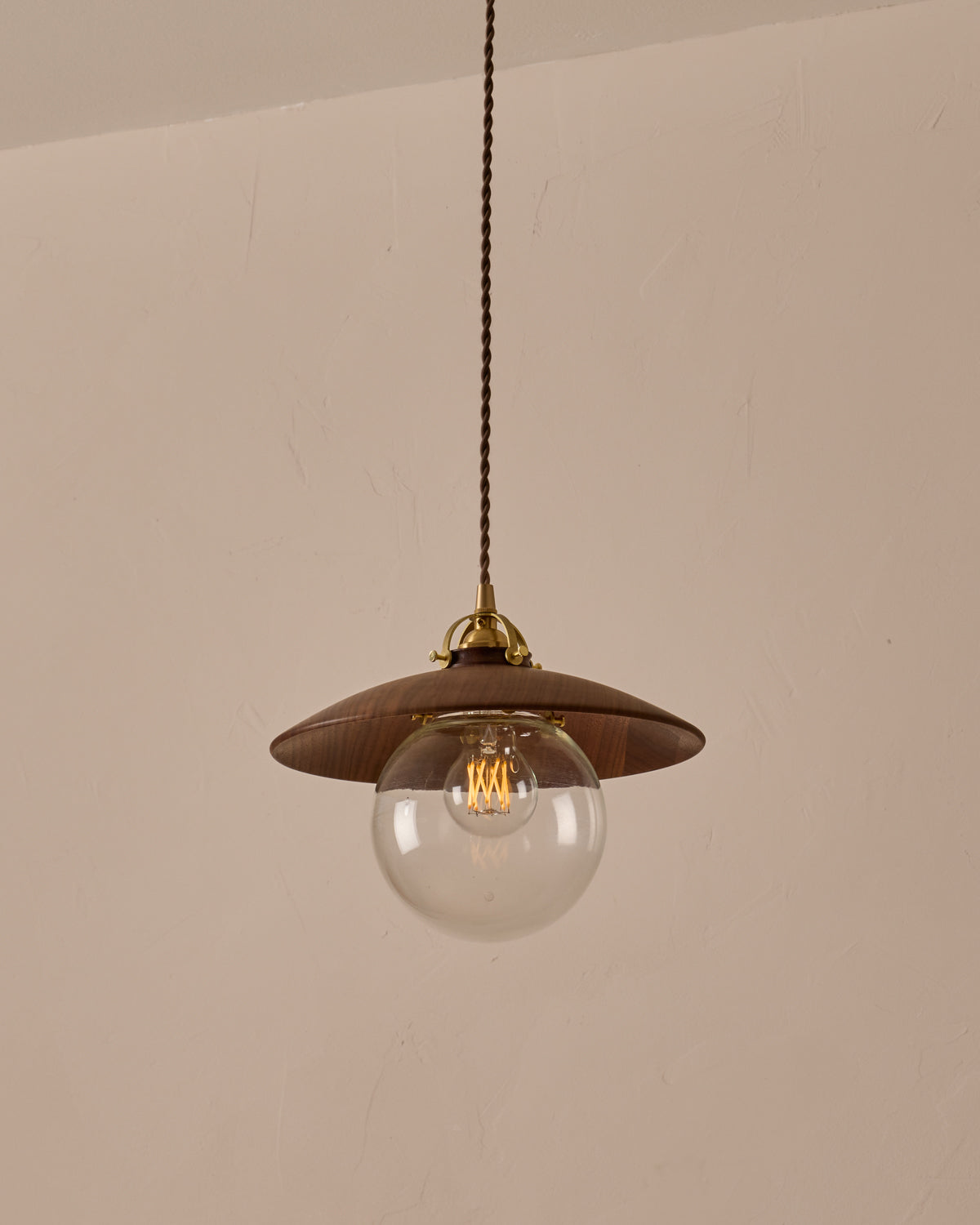 #shade-finish_black walnut #Cord-Color---Glass_Brown Cord - Clear Globe