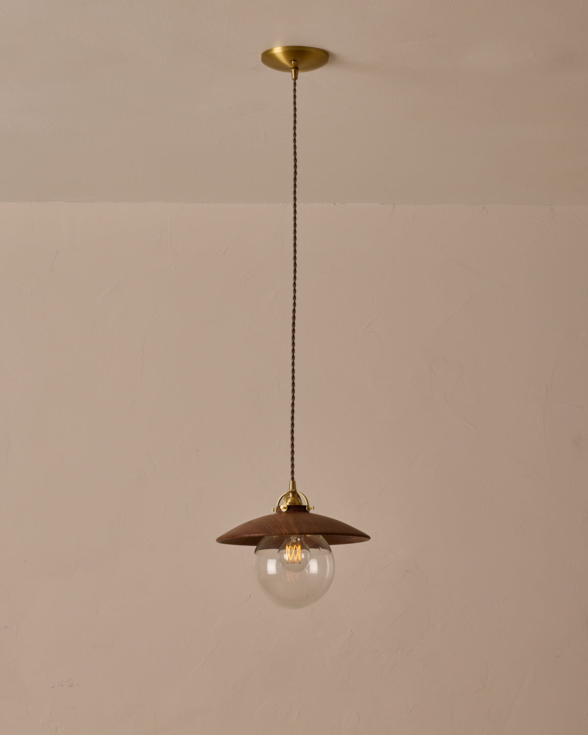 #shade-finish_black walnut #Cord-Color---Glass_Brown Cord - Clear Globe