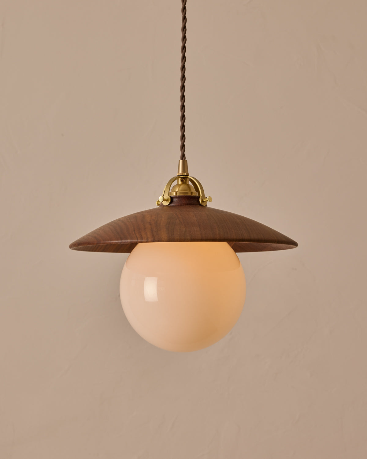 #shade-finish_black walnut #Cord-Color---Glass_Brown Cord - White Globe