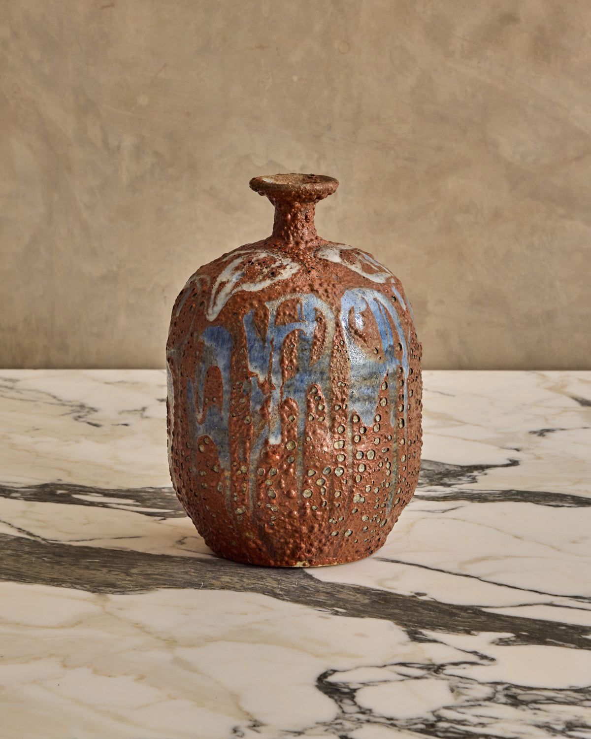 Blue Glaze Lava Vase