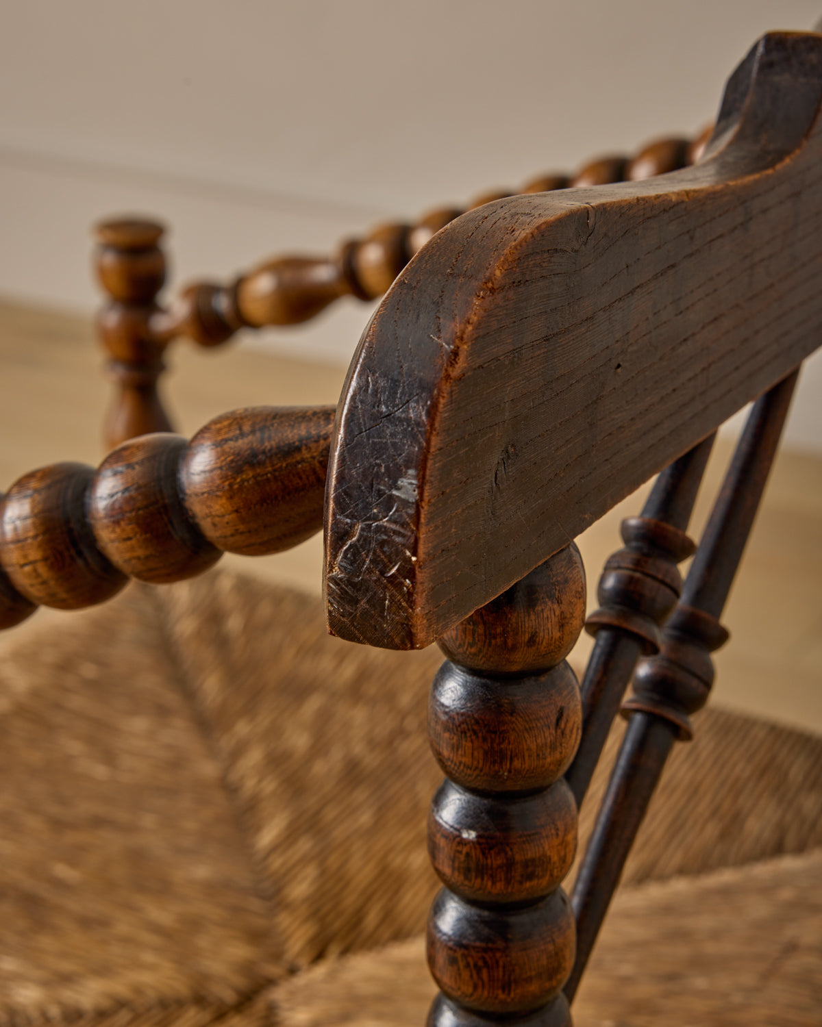Bobbin Armchair with Carved Crest