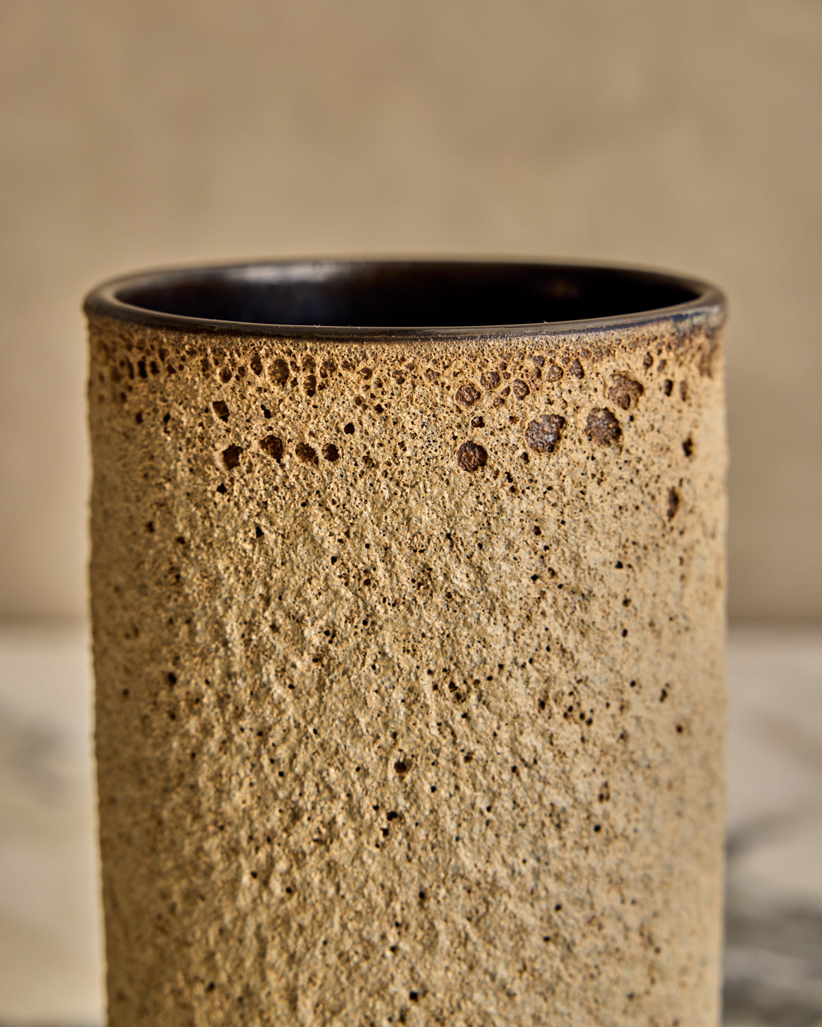 Fat Lava Vase with Dark Glaze