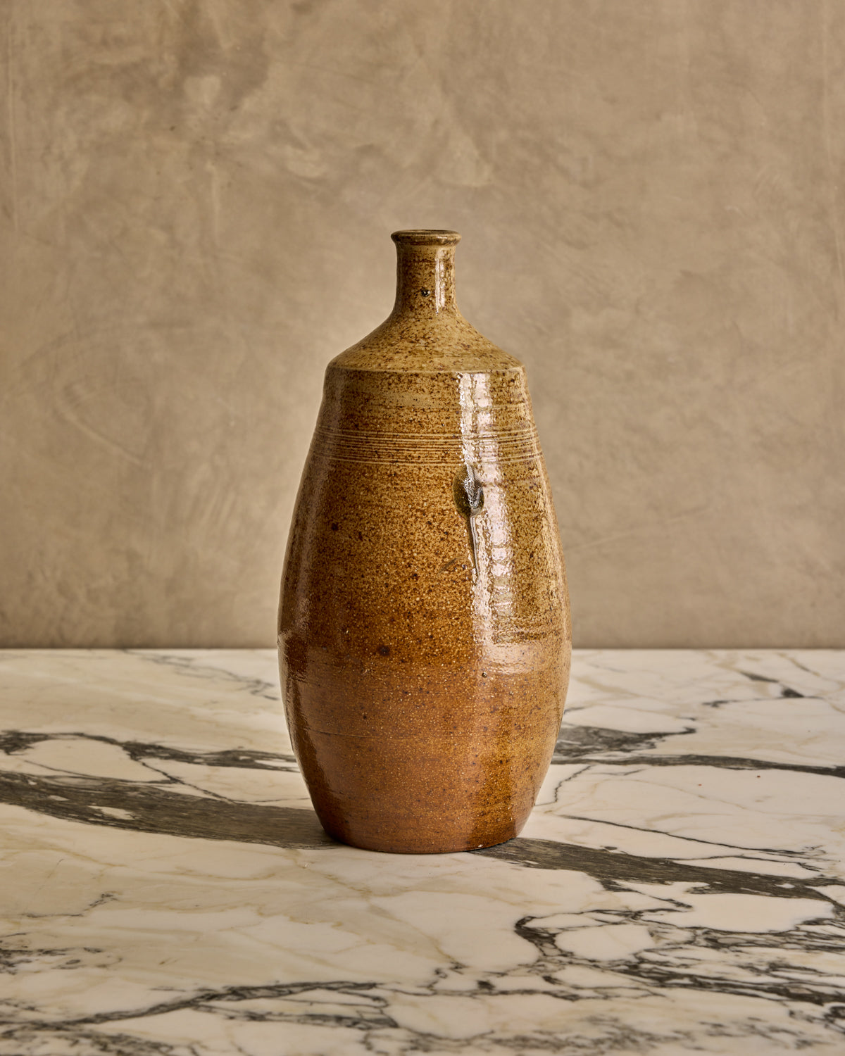 Large Brown Salt Fired Bottle