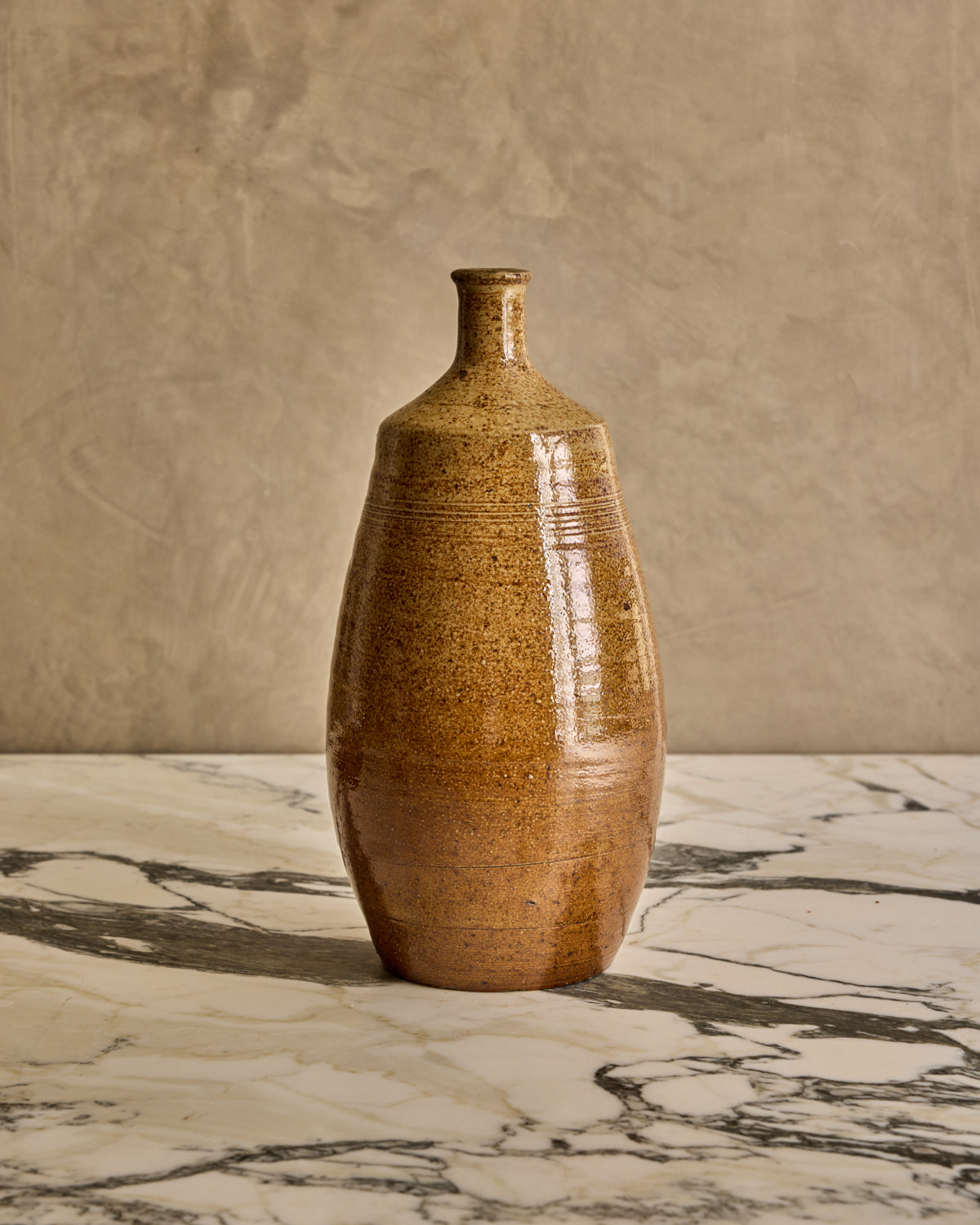 Large Brown Salt Fired Bottle