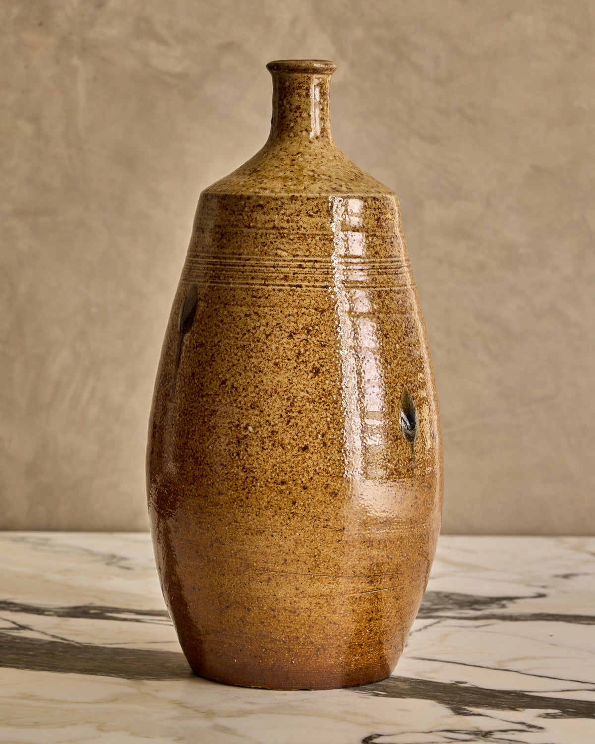 Large Brown Salt Fired Bottle