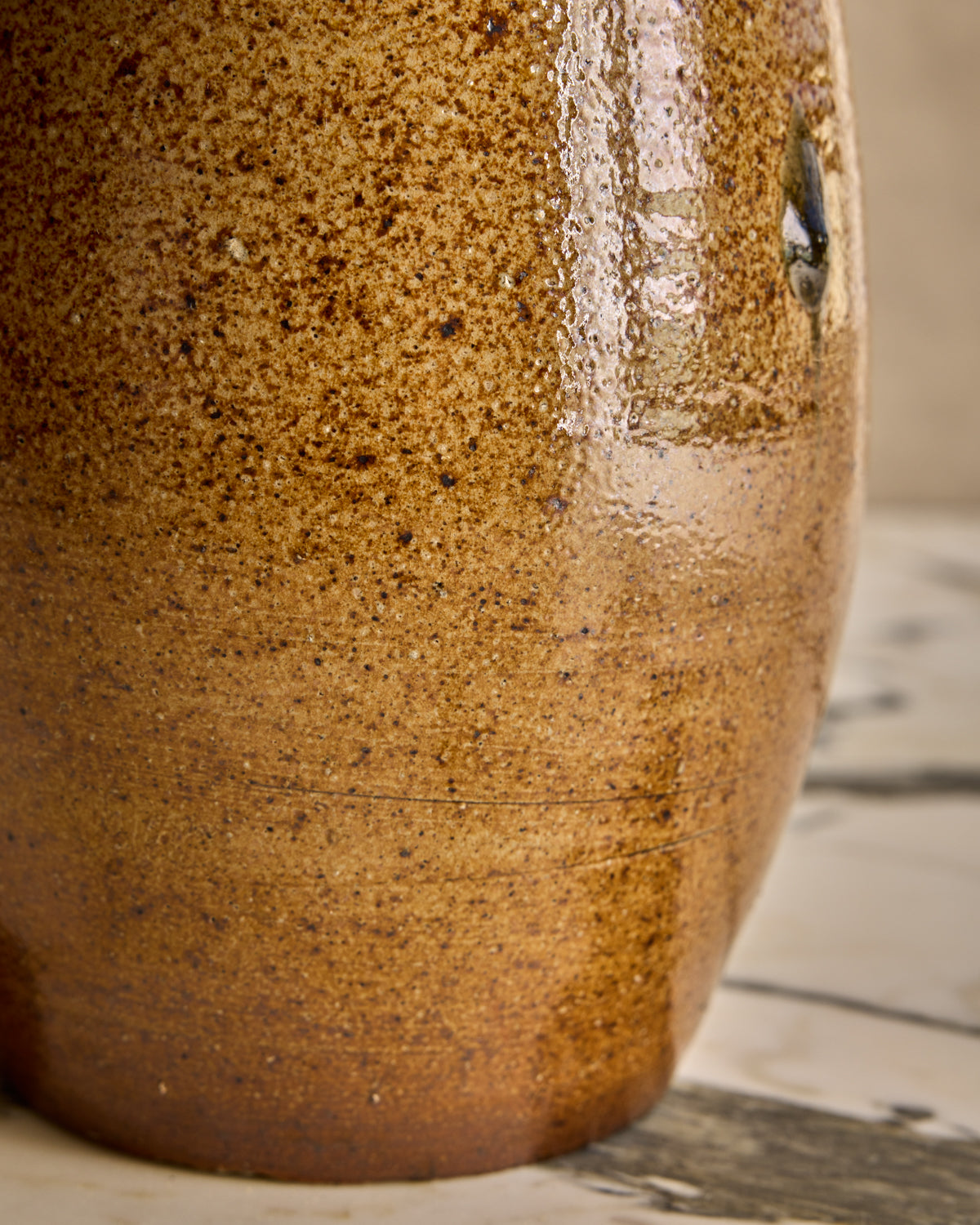 Large Brown Salt Fired Bottle