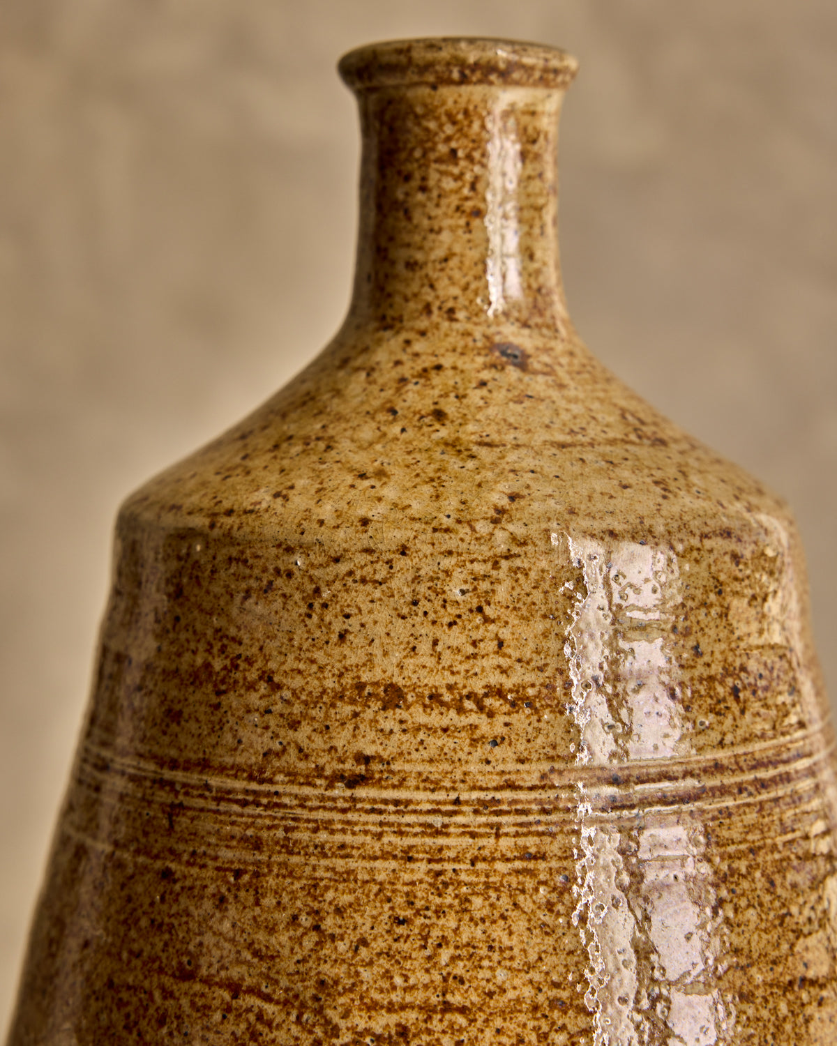 Large Brown Salt Fired Bottle