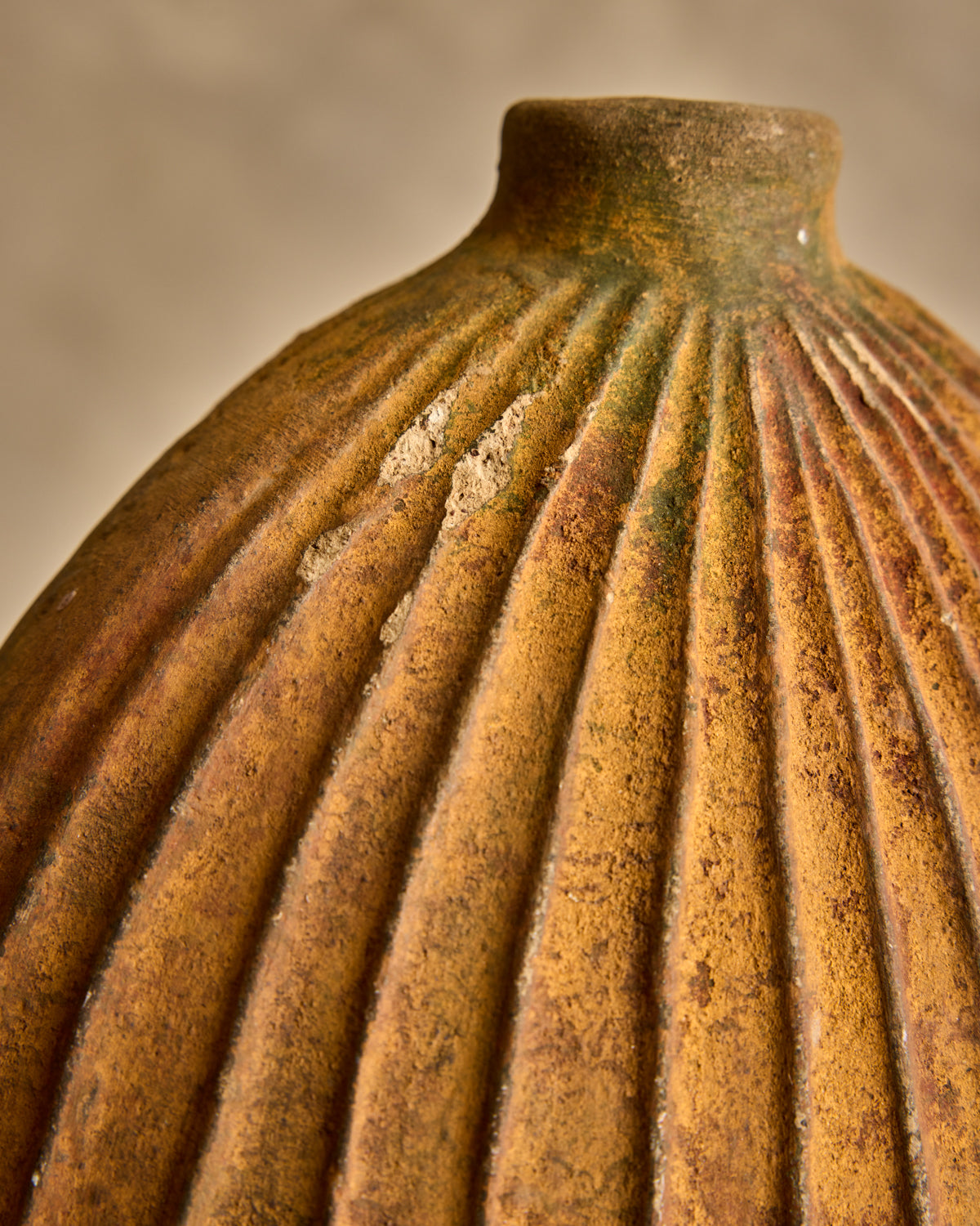 Large Fluted Ceramic Vase