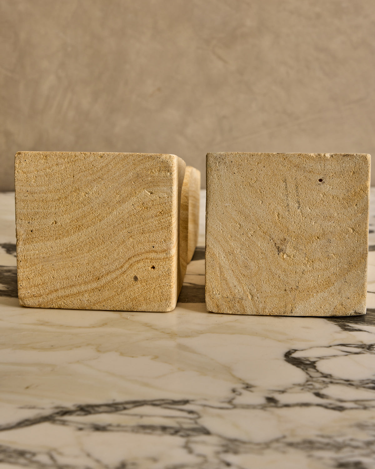 Pair of Twisted Stone Candle Holders