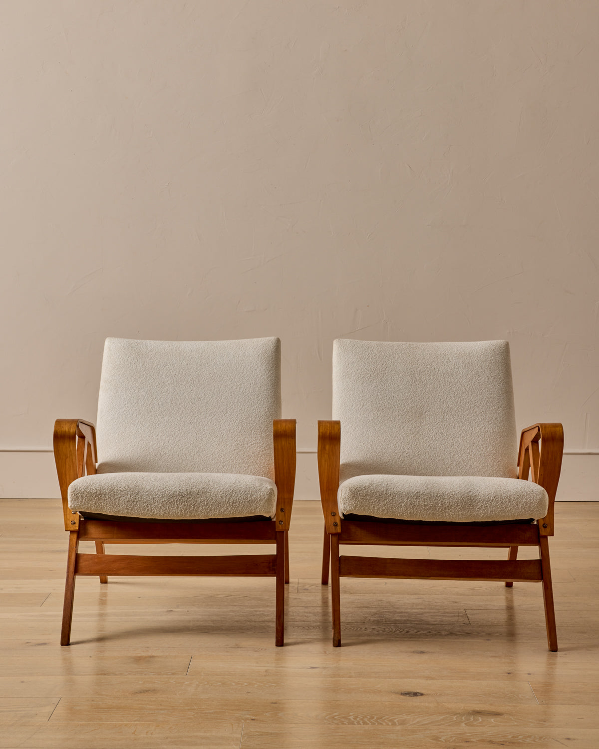 Pair of Mid-Century Beech Lounge Chairs