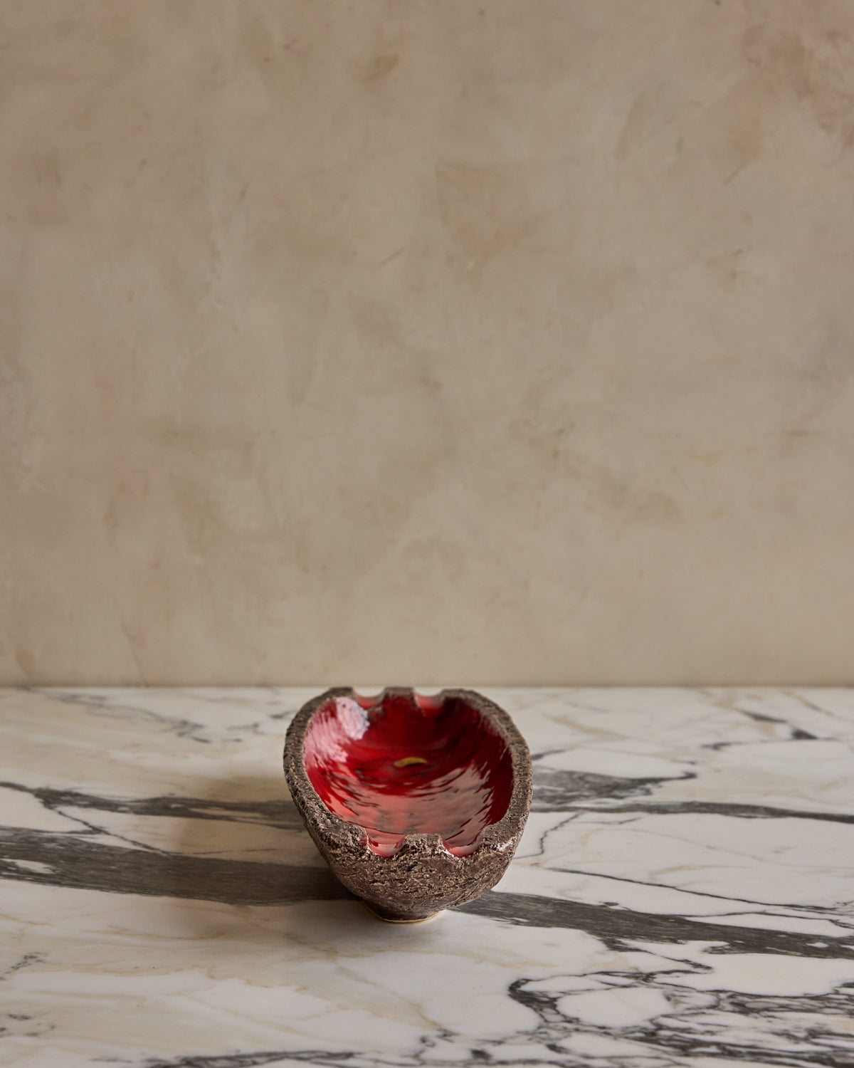 Red Glaze Ceramic Notched Dish