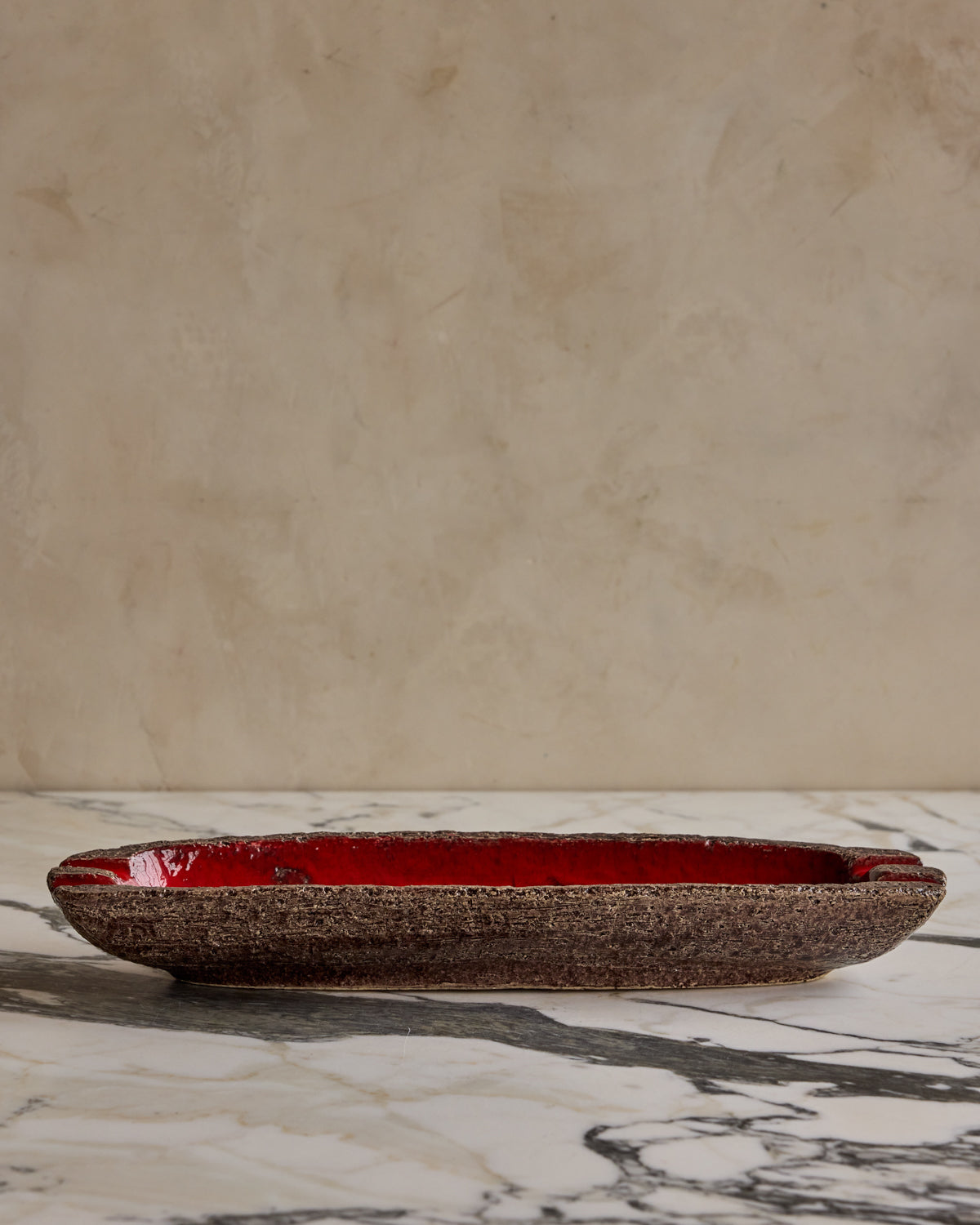 Red Glaze Ceramic Notched Dish