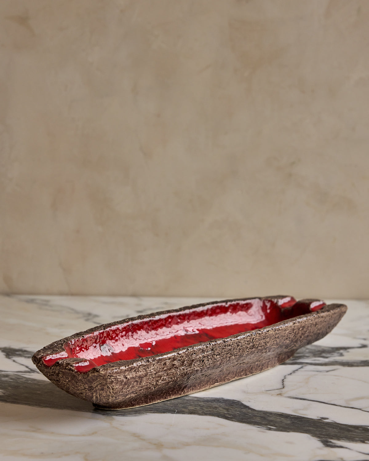 Red Glaze Ceramic Notched Dish