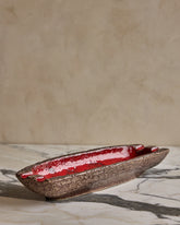 Red Glaze Ceramic Notched Dish