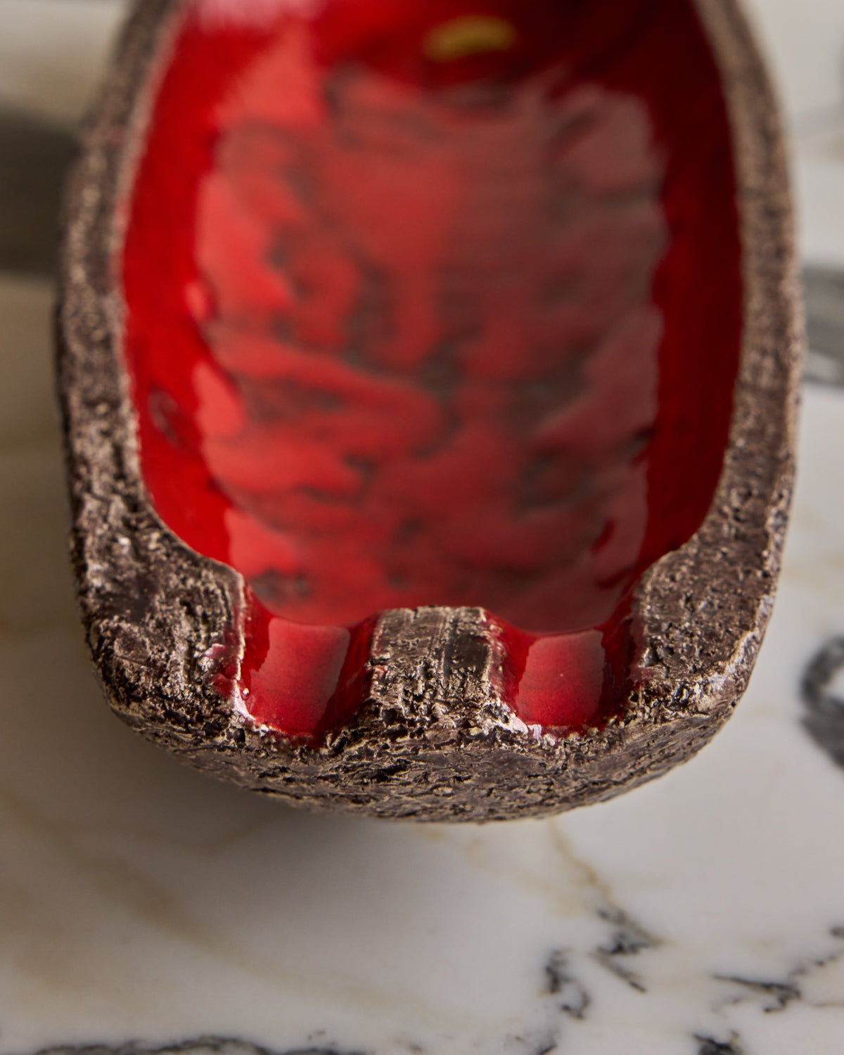 Red Glaze Ceramic Notched Dish