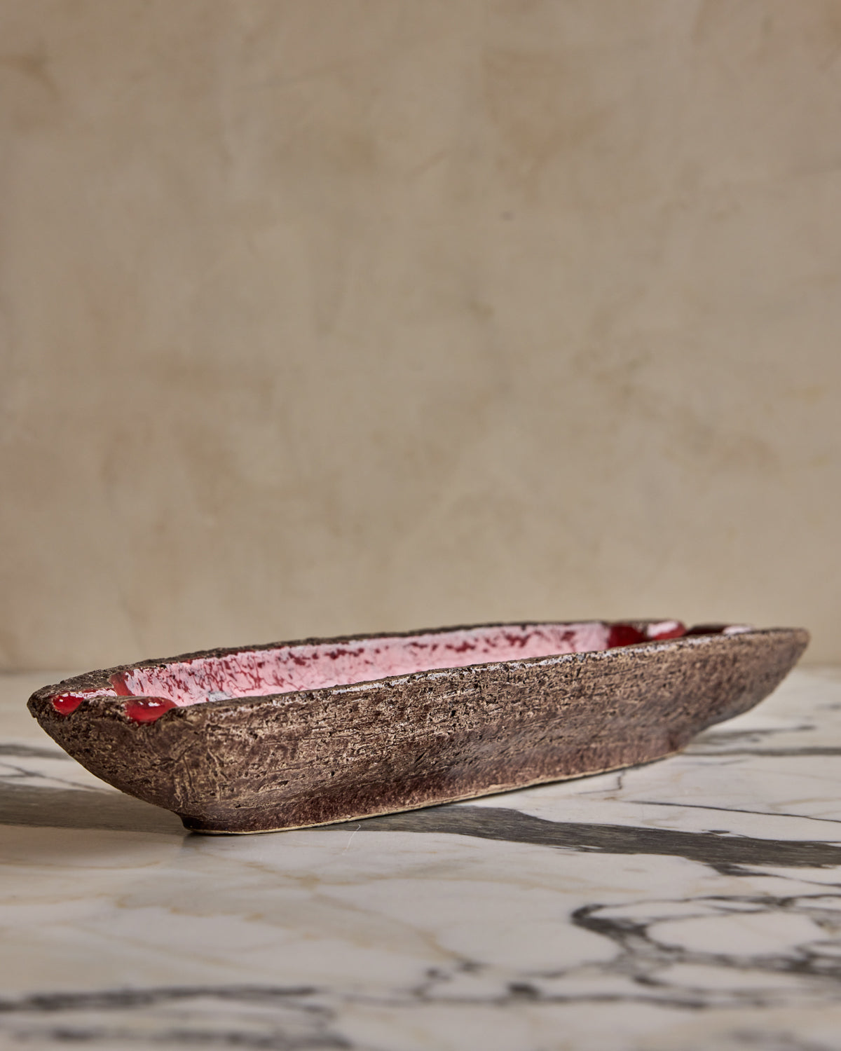 Red Glaze Ceramic Notched Dish