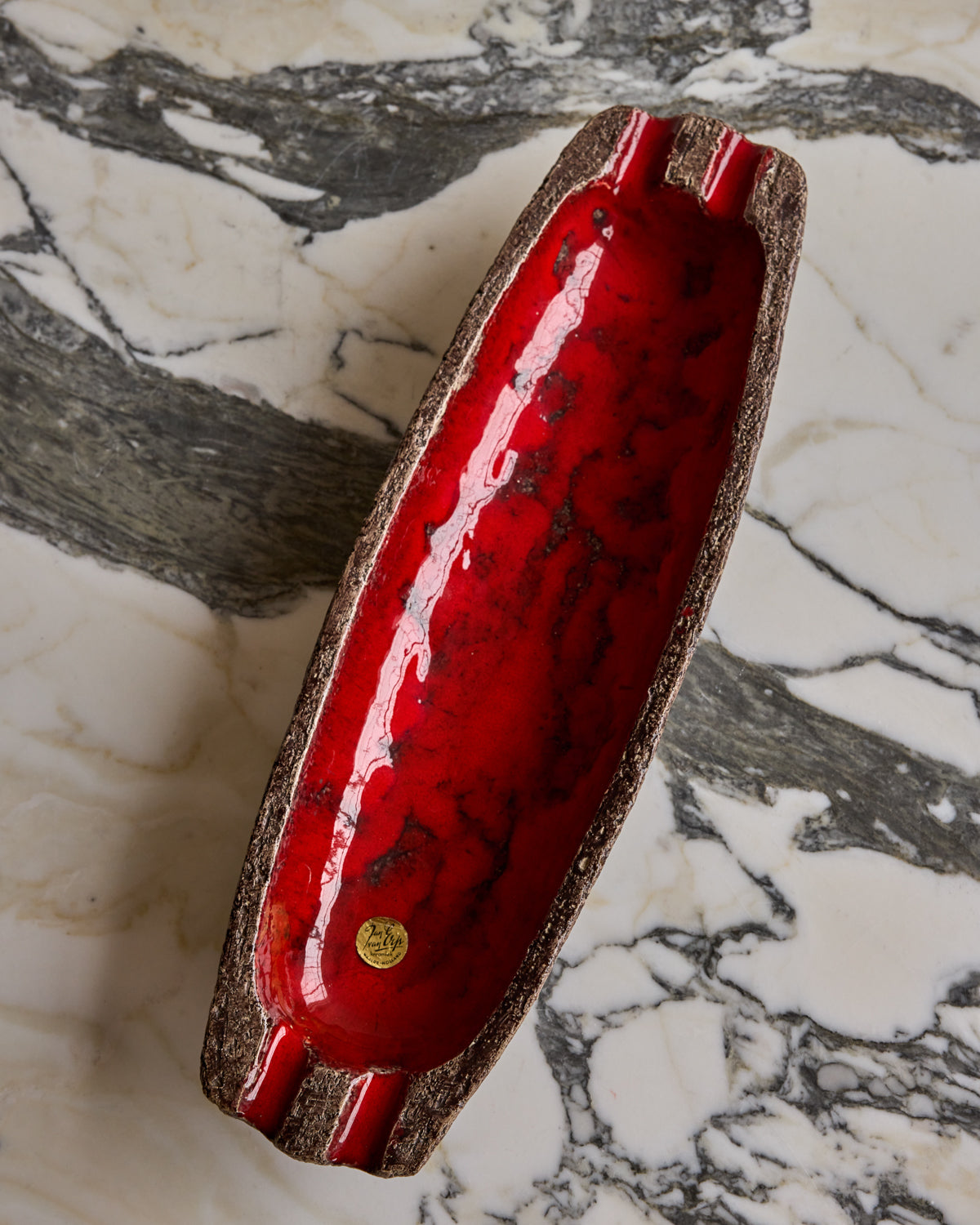 Red Glaze Ceramic Notched Dish