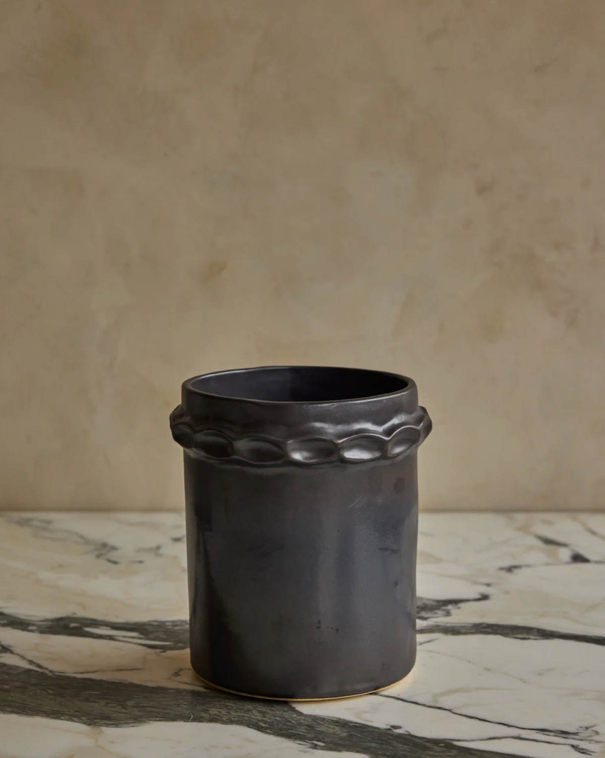 Hand Built Ceramic Chain Vessel in Coal