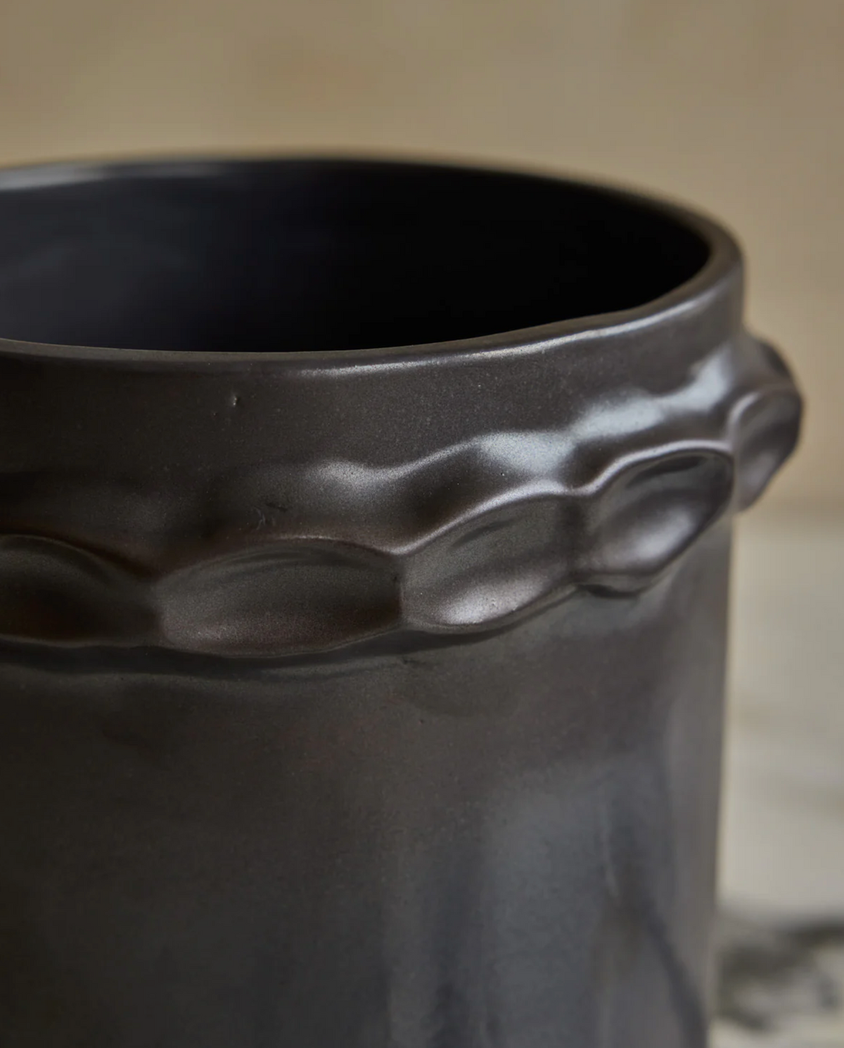 Hand Built Ceramic Chain Vessel in Coal