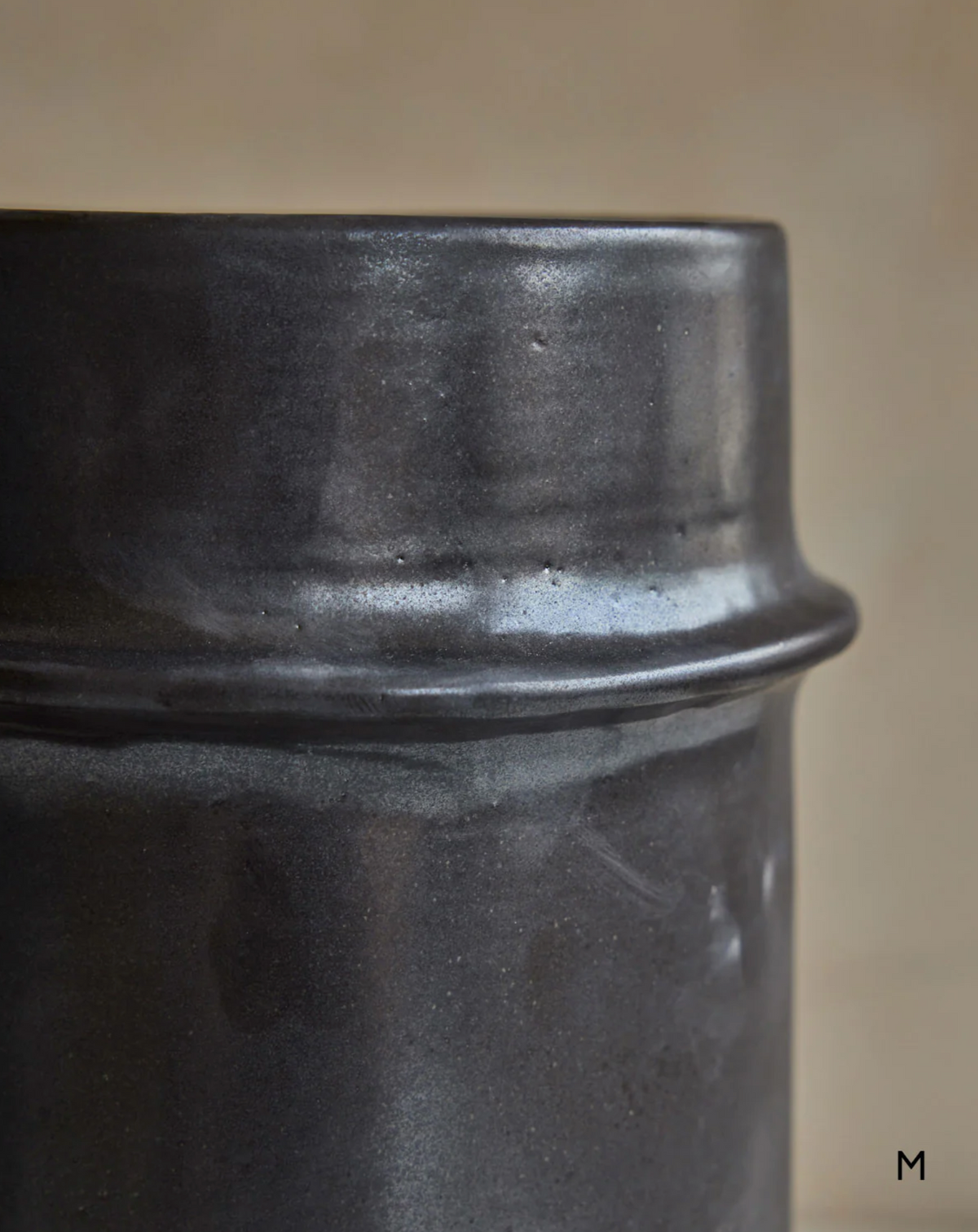 Hand Built Ceramic Ridge Vessel in Coal