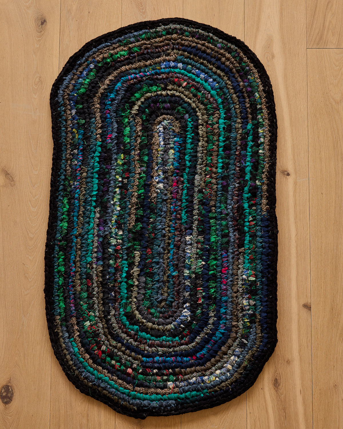 Crocheted outlets Rag Throw Rug--Turquoise