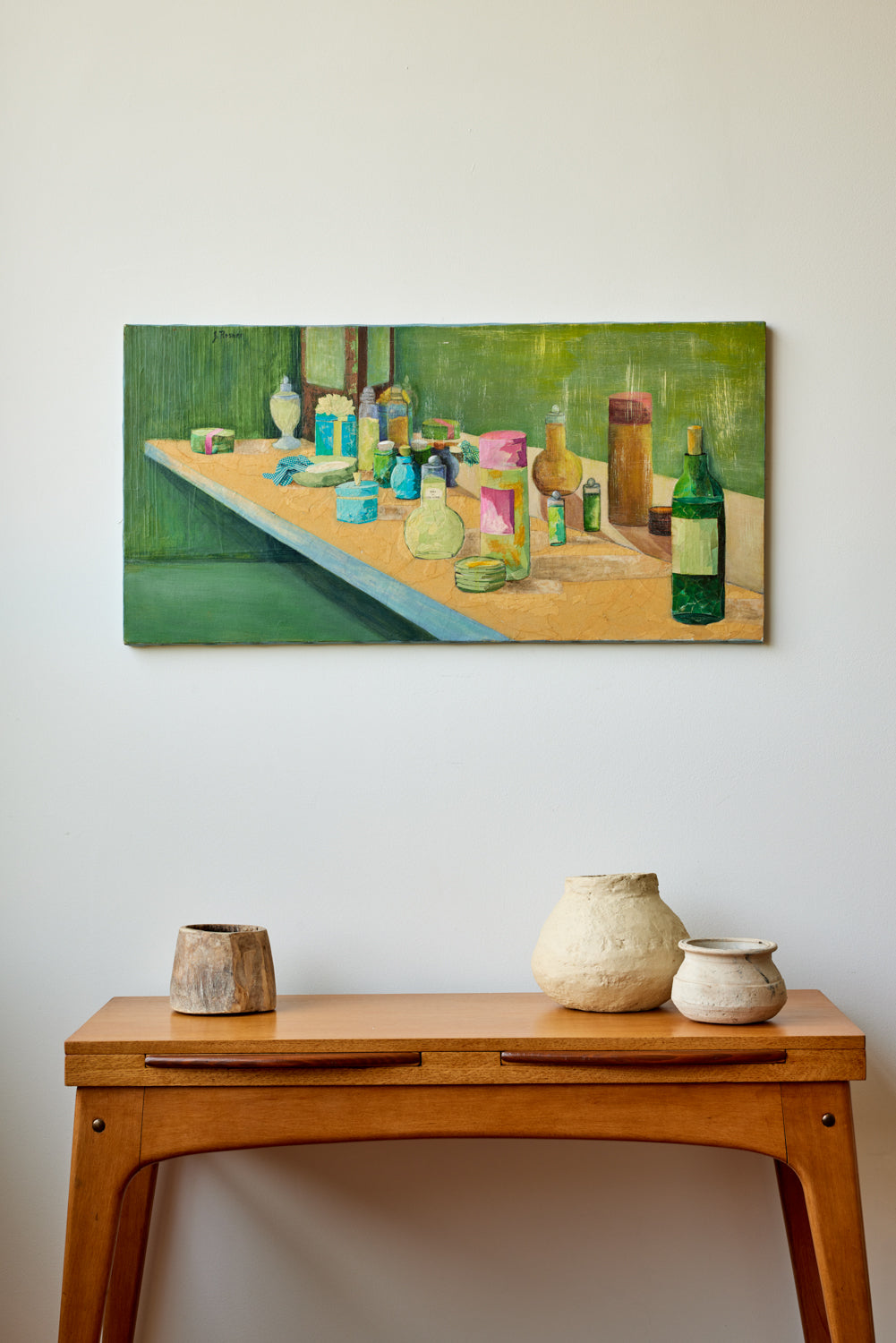 Vanity Bottles Collage Painting
