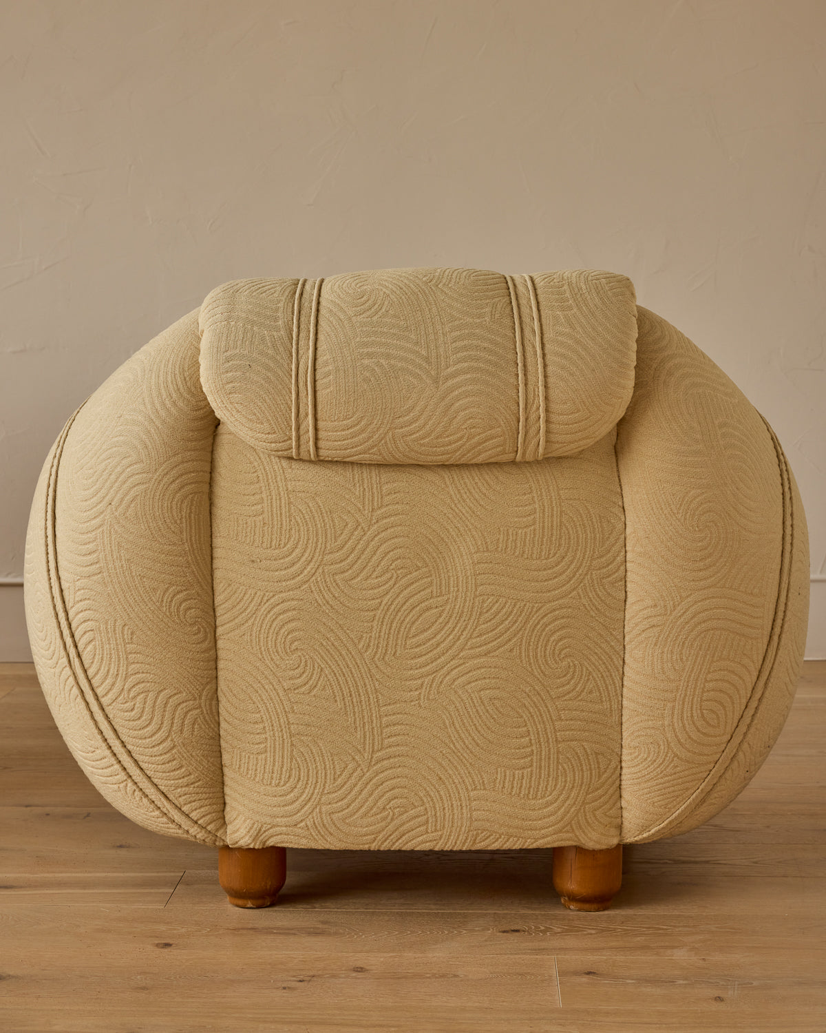 Modern Oversized Patterned Lounge Chairs in Cream